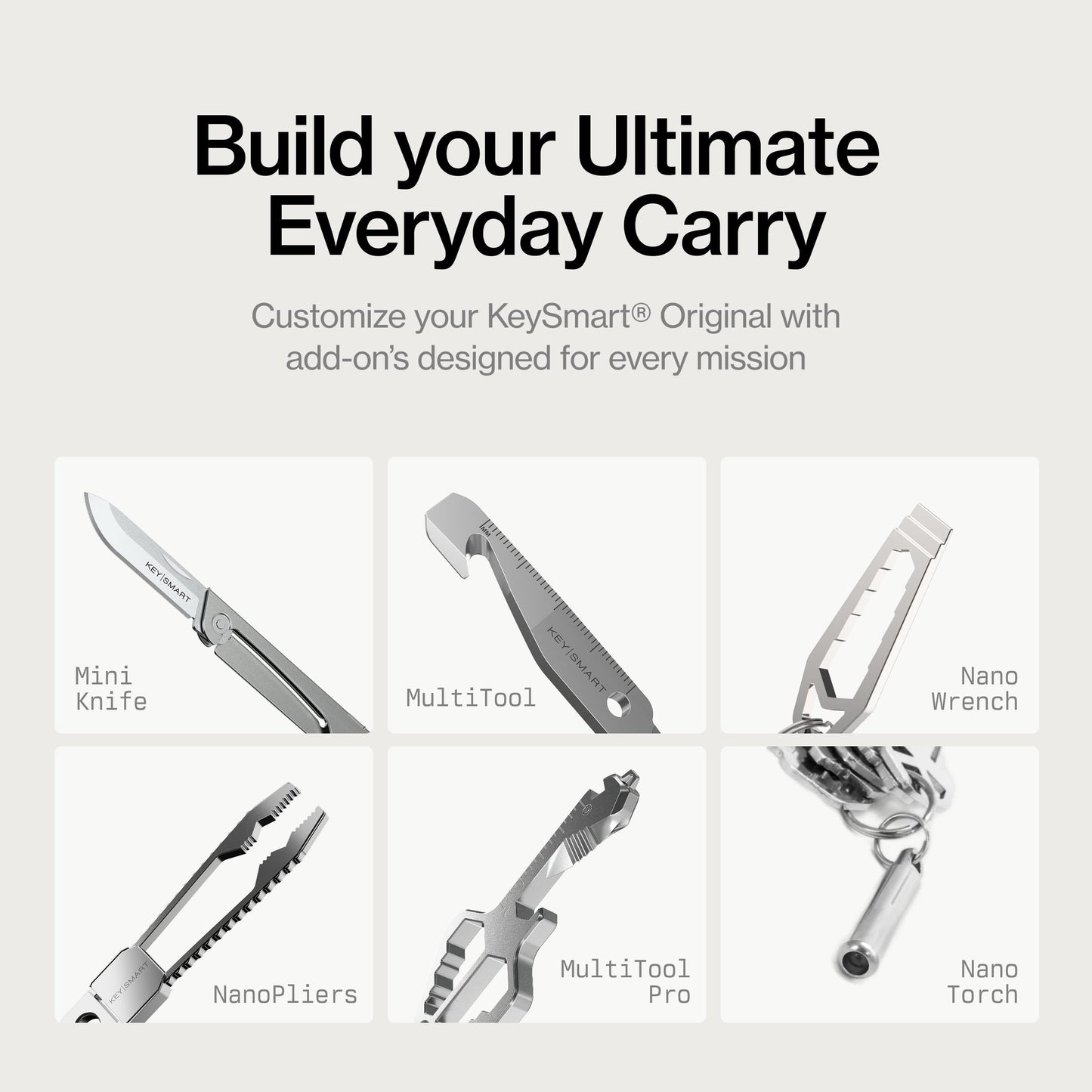 KeySmart Original Key Holder - Compact Key Organizer for Key Chain, Minimalist Clutter-Free EDC Keychains Key Ring, Black, 8 Keys