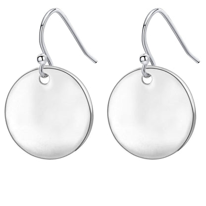 925 Sterling Silver Circle Disc Dangle Drop Earrings for Women Lightweight Small Round Hoop Statement Earrings Minimalist Jewelry