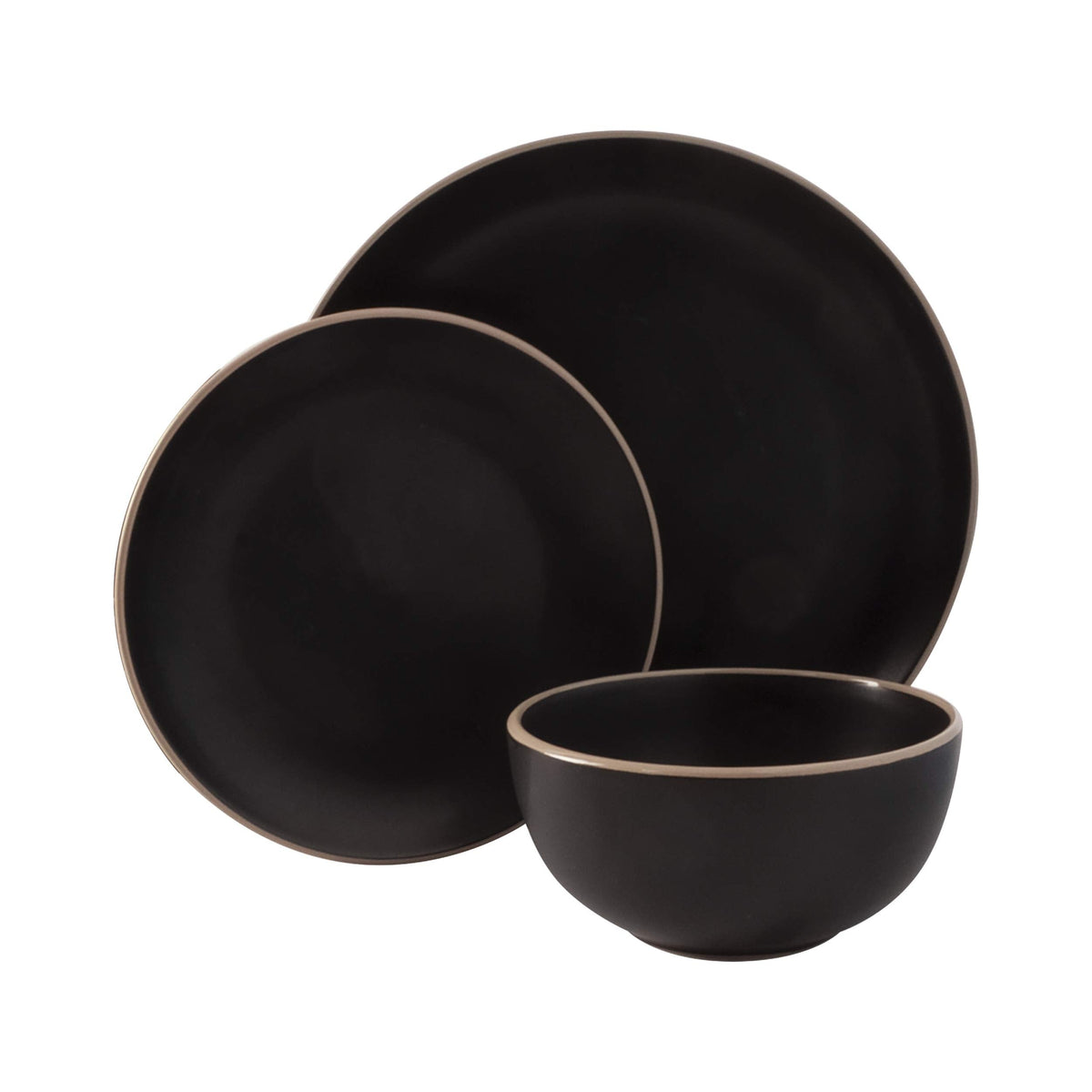 Gibson Home Queenslane 16 Piece Double Bowl Plates and Bowls Dinnerware Sets - Matte Blue