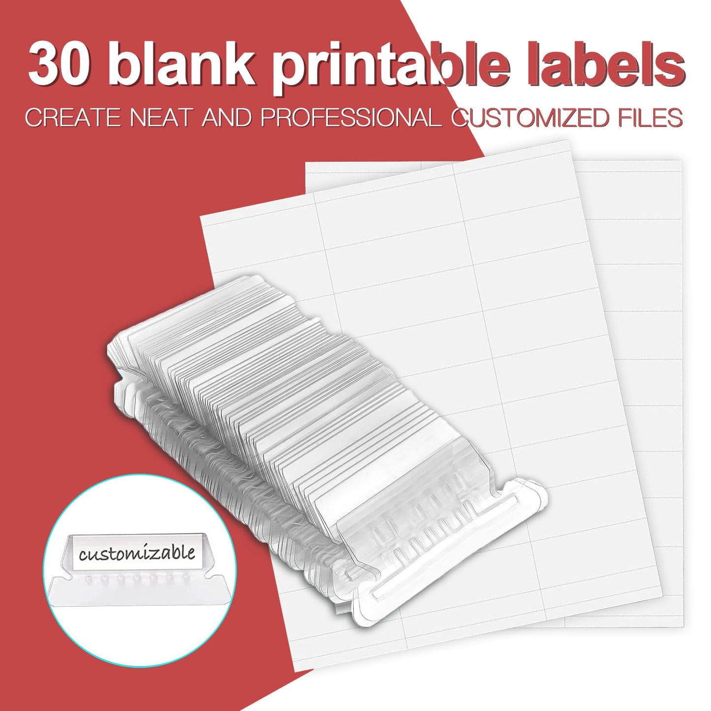 HERKKA Hanging File Folders, 30 Pack Reinforced Letter Size Hanging Folders, Designed for Bulky Files, Filing Cabinet, 1/5-Cut Adjustable Tabs (Red)