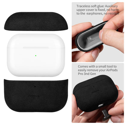 Belemay Handcrafted Alcantara Case for AirPods Pro 3rd Gen (2025), Compatible with MagSafe, Luxury Italian Suede-Like Material, Comfortable Grip, Elegant Cover Compatible with Airpods Pro 3, Black