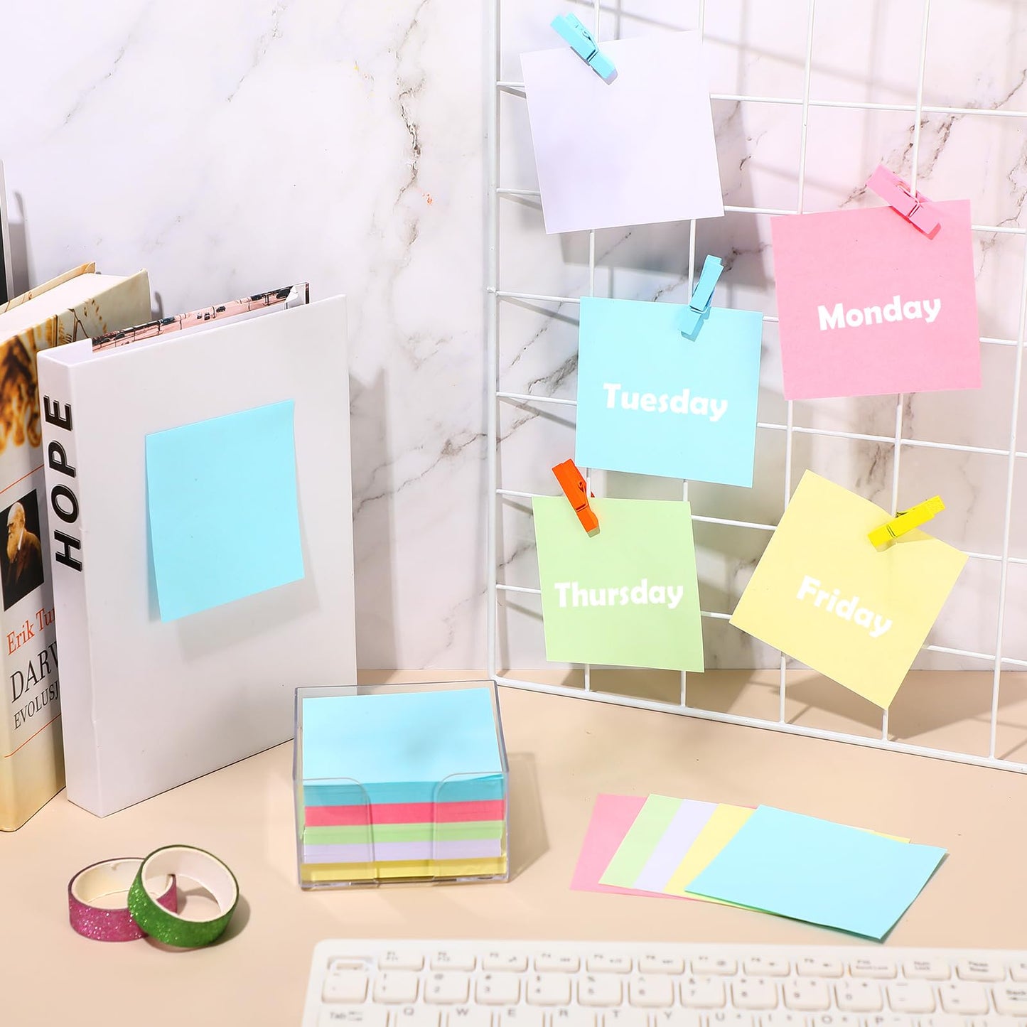 Resurhang 1000 Pieces Small Note Pad 3.4 Inch x 3.4 Inch Square Memo Cube Refill Memo Pads with Cube Non Sticky Mini Paper Reminders Office Writing Supplies Crafts(Pastel Colors)