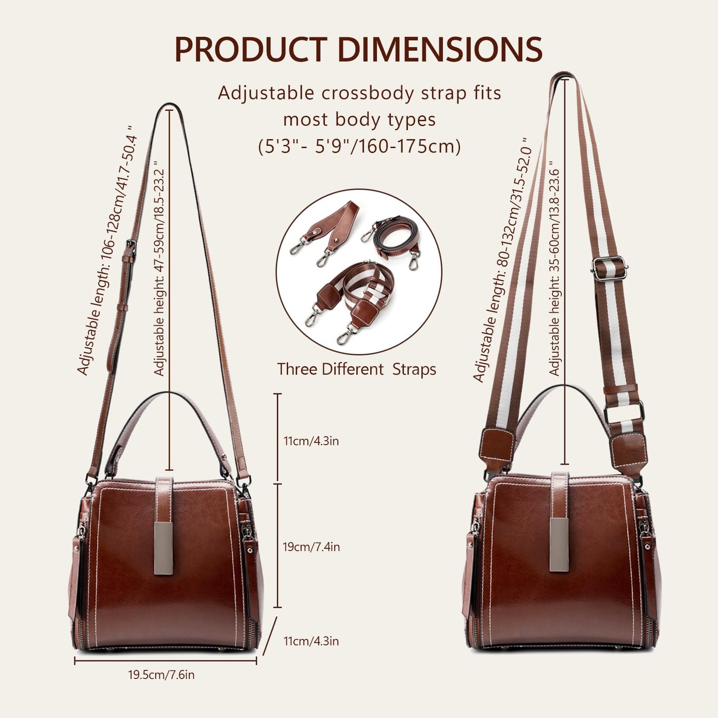 MoreFarther Genuine Leather Crossbody Bags for Women, Genuine Leather Purses Bucket Bags Shoulder Bag with Adjustable Shoulder Straps (White)