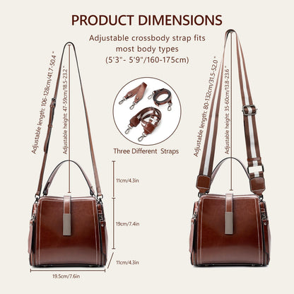 MoreFarther Genuine Leather Crossbody Bags for Women, Genuine Leather Purses Bucket Bags Shoulder Bag with Adjustable Shoulder Straps (White)