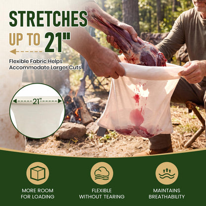 Gociean Game Bags Elk Hunting Meat Bags, 48inch 5-Pack Rolled Heavy Duty Quarter Bag, Reusable & Breathable Meat Game Bag with Reflective Strip for Elk, Caribou, Deer, Moose, Antelope, Duck