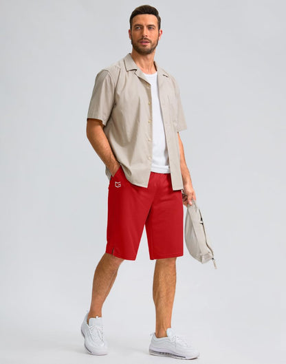 Men's Athletic Shorts with Pockets 9" / 11" Long Basketball Shorts Lightweight Quick Dry Gym Workout Shorts for Men(Red,XXXL)
