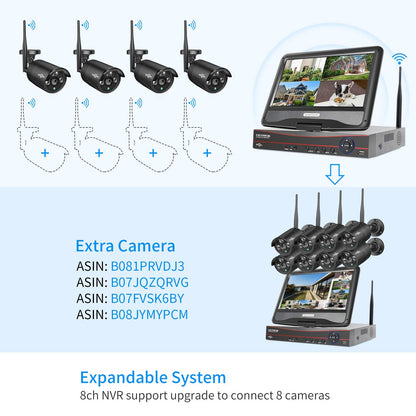 Hiseeu Wireless Pro WiFi Security Camera System, 16CH 4K NVR Kit, Plug-in Powered 12Pcs 5MP CCTV Home Security Camera System for Indoor/Outdoor, Night Vision, Waterproof, Motion Detection, 3TB HDD