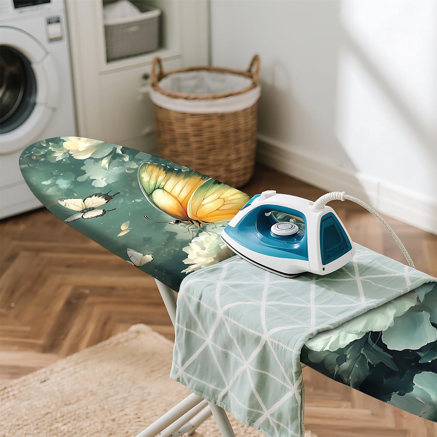 Ironing Board Cover for Crafting, Flat Decoration with Elastic Edge Standard Size, Perfect for Home Laundry Room, Ideal Gift for Craft Enthusiasts (Butterfly, 18" x 49")