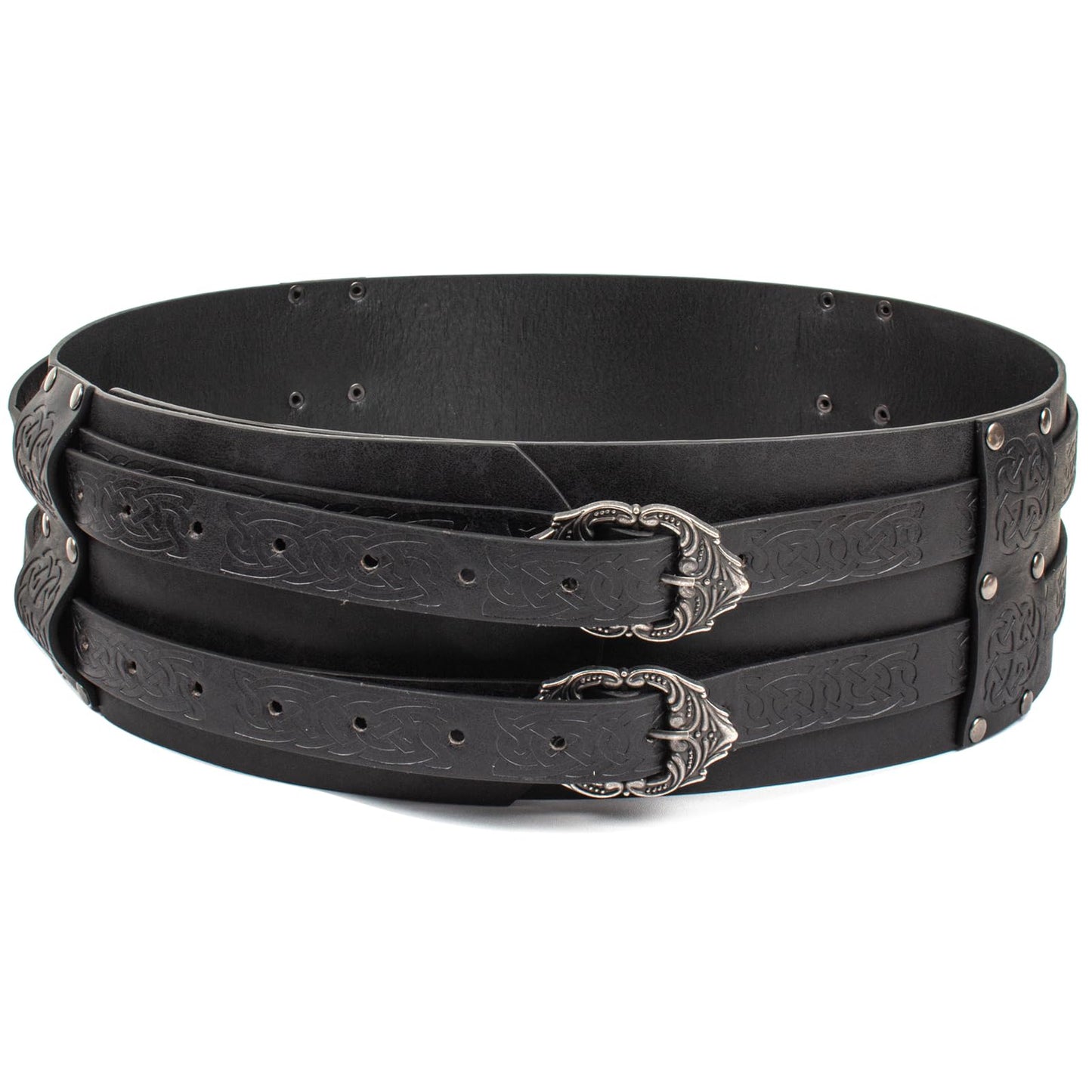 SUMGOGO Retro Waist Belt Medieval Viking Leather Waist Armor Knight Wide Corset Belt Renaissance Halloween Cosplay Costume (Black)