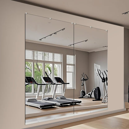 JAMBALAY Tempered Glass Home Gym Mirror, 2Pcs 48"x30" Large Gym Mirror, HD Large Full Body Mirrors for Dance, Yoga, Frameless, Fitness, Garage