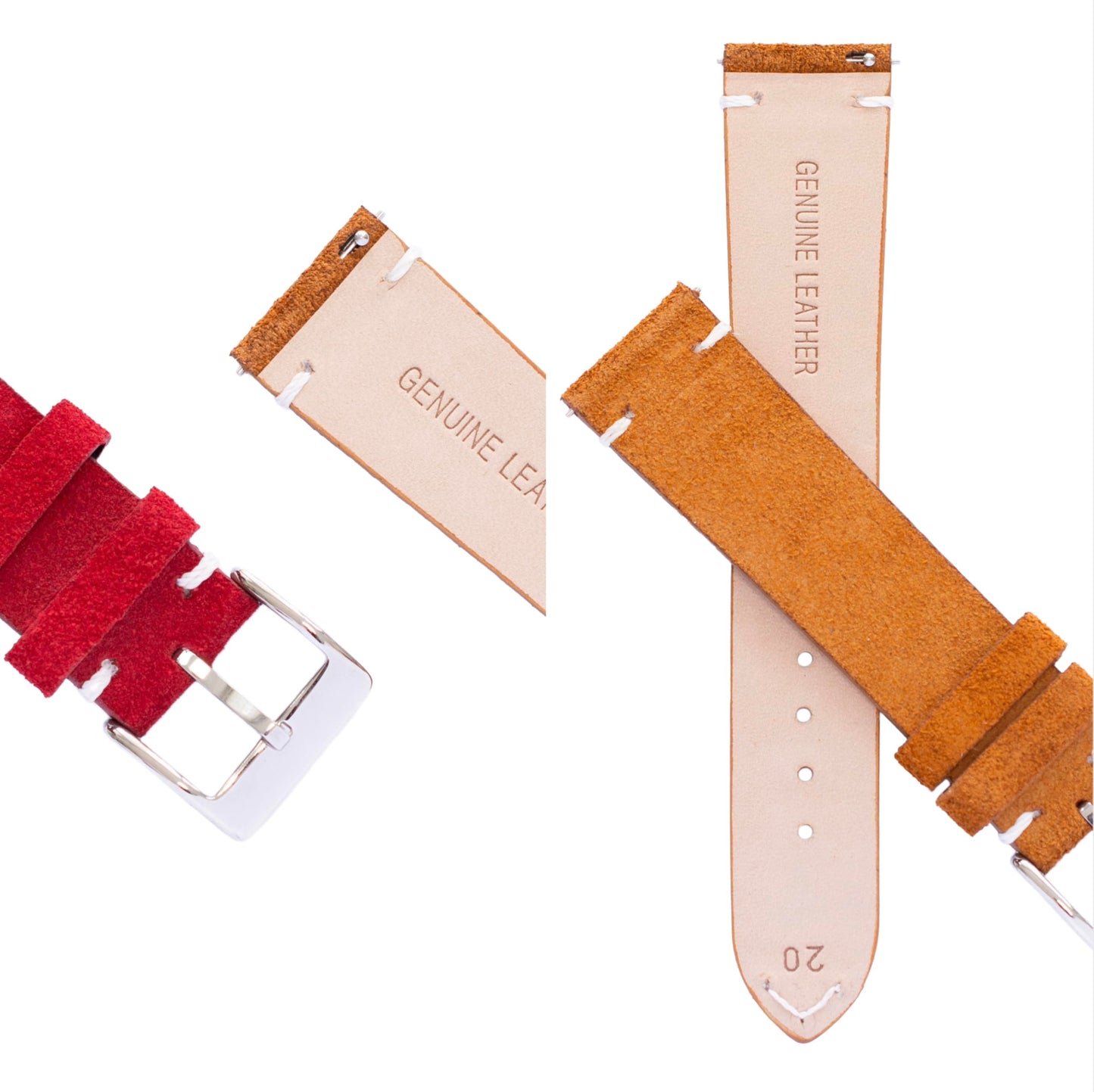 BARAK WATCHES Quick Release Suede Leather Watch Straps – Soft Genuine Leather Band – 20mm 22mm – Replacement Watch Band for Men & Women – Multiple Colors Available (Blue, 20mm)