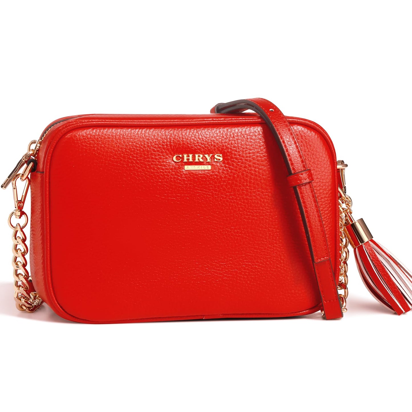 Chrysansmile Crossbody Bags for Women Genuine Leather Small Purse Red Soft Cross Body Bag with Tassel