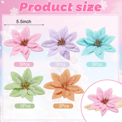 Thiccywoov 15 Pcs Spring Pastel Flowers Ornaments for Tree Spring Summer Artificial Flowers Decoration for Home Crafts Birthday Wedding Baby Shower Themed Summer Holiday Party Decoration