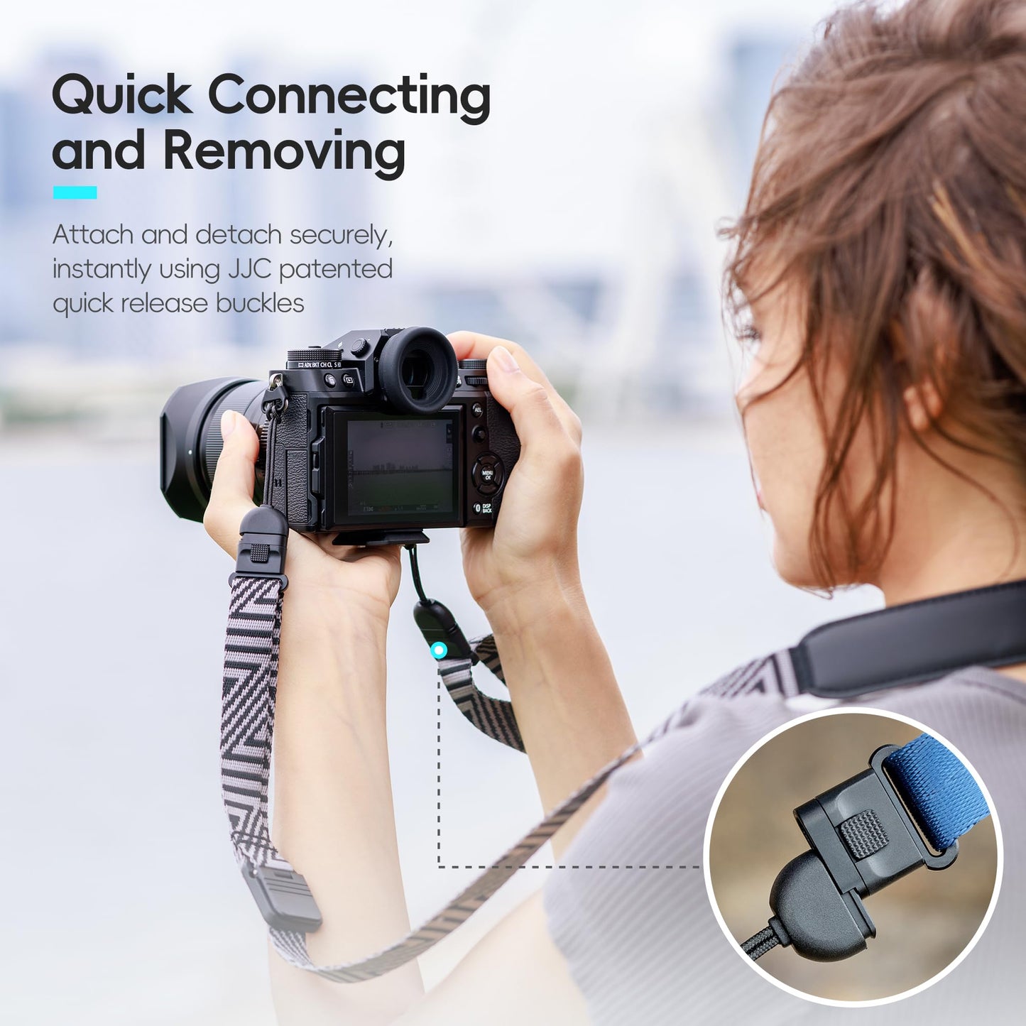 Mirrorless Camera Neck Strap with Quick Release Buckles, Adjustable Shoulder Sling Strap for Sony A7C II A7 IV III A7R V IV ZV1 ZV-E10 Canon EOS R100 R50 M50 M6 Nikon Z30 Z50 Z6 Z7 II & More (Black)