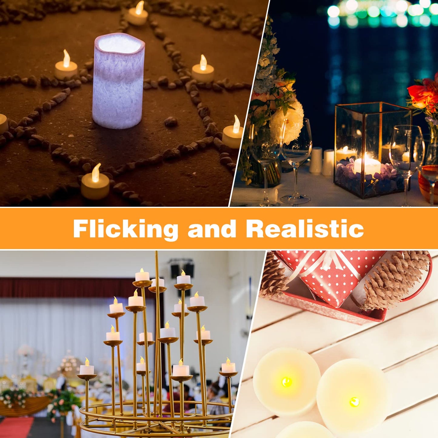 KOABY 200 Pack LED Tea Lights, Warm Yellow Flickering Lights, Last 100H+