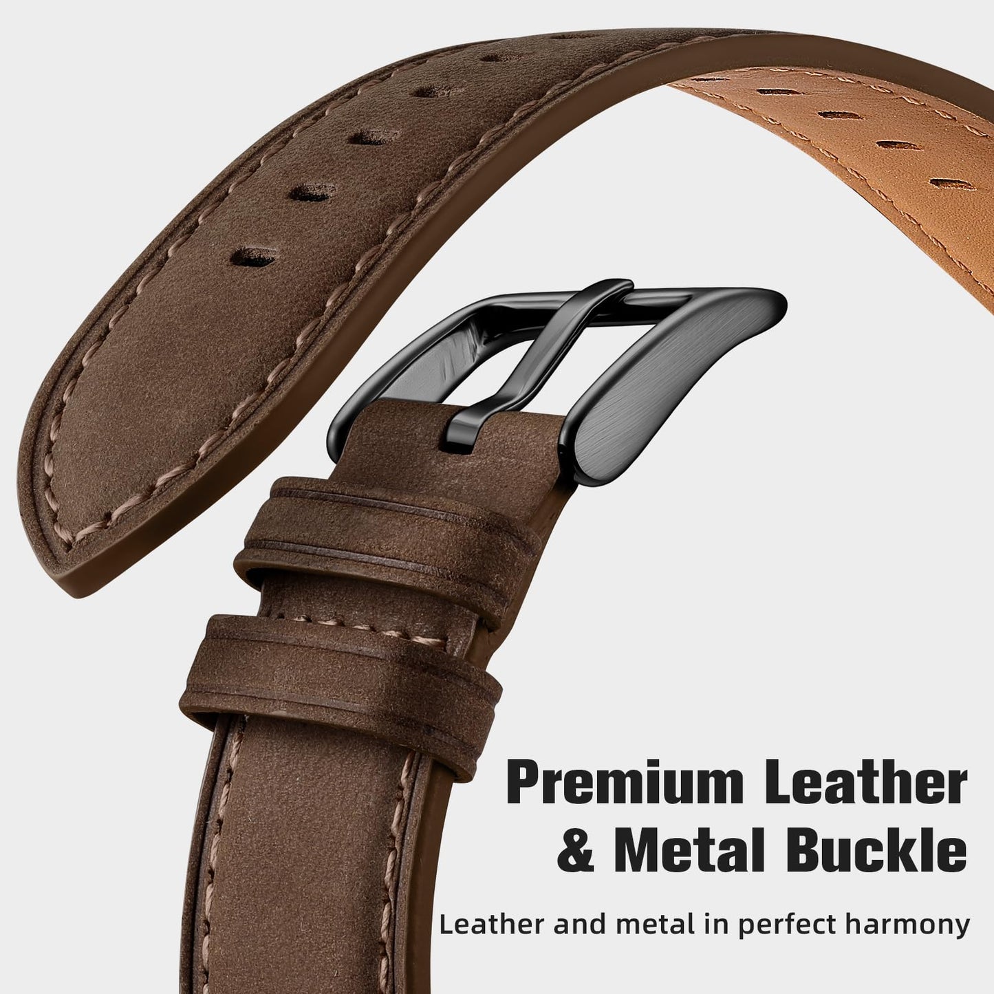 GEAK 20mm 18mm 22mm Leather Band Compatible with Garmin Vivoactive 5/6/3/4S Watch Bands, Venu 4/Venu 3S/2S, Quick Release Classic Genuine Leather Strap for Venu 3/2/Forerunner 265/165 Men Women