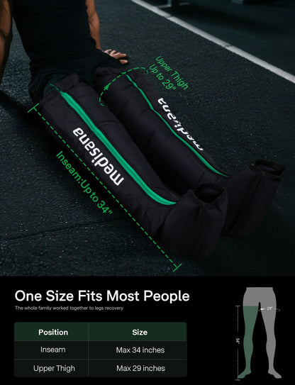 Medisana Leg Compression Massager for Circulation, Compression Boots with 6 Modes & 7 Intensities, Rechargeable Full Leg Massager for Athletes, Muscle Recovery & Pain Relief, Christmas Gifts