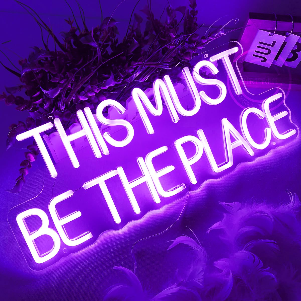 Britrio This Must Be The Place Neon Sign Light Gothic Wedding Birthday Party Decor Girl Bedroom LED Wall Art Decor Home Bar Office Christmas Light 5V USB