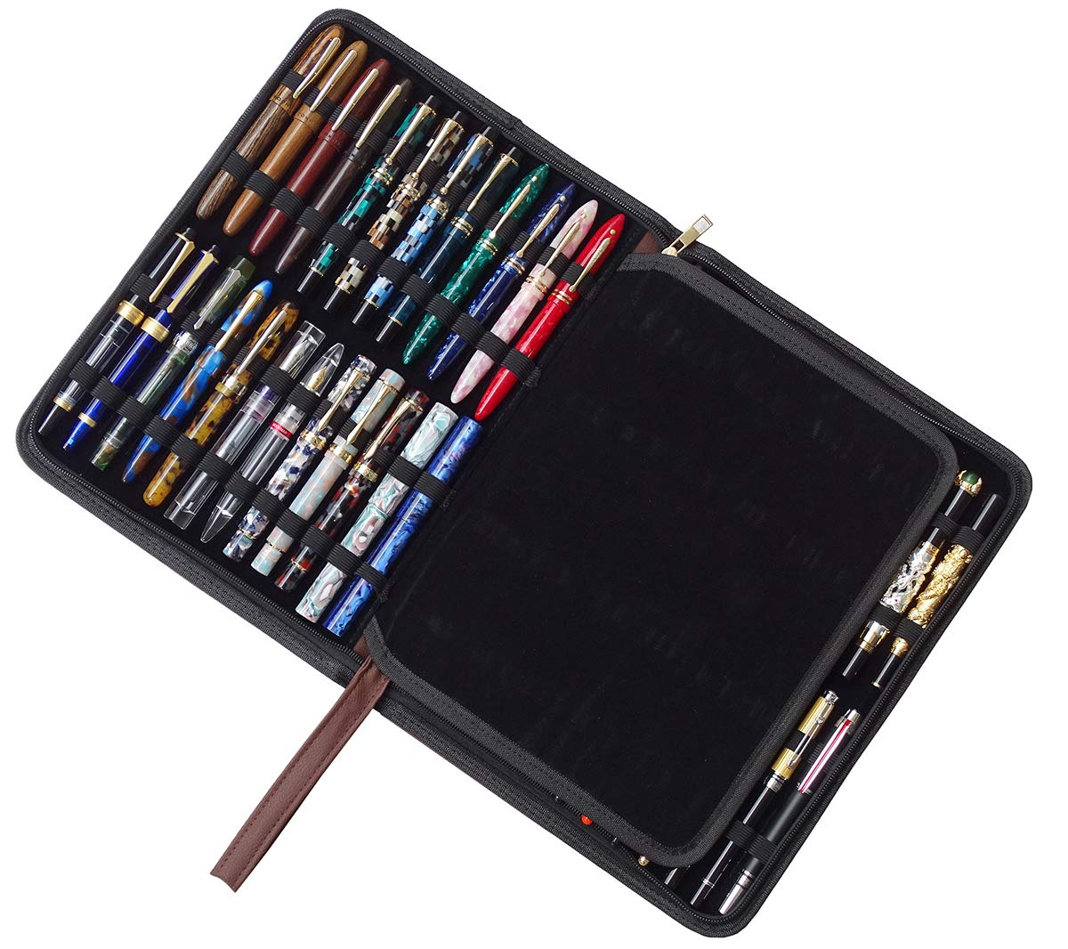 48 Fountain Pen Case, Rollerball Pen Holder PU Leather Bag Pouch Large Capacity for Your Collection - Brown