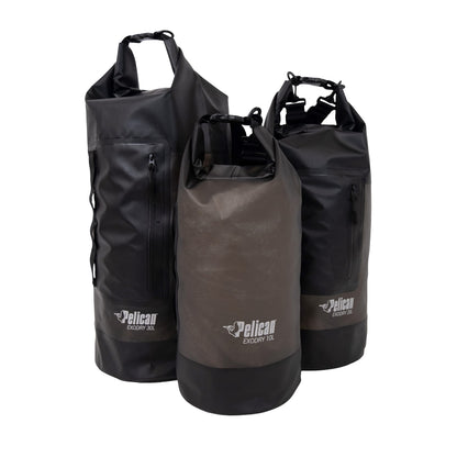 Pelican ExoDry 10L Small Drybag - Waterproof - Shoulder Strap - Thick & Lightweight - Roll Top Dry Compression - Keeps Gear Dry for Kayaking, Beach, Rafting and Fishing - Black