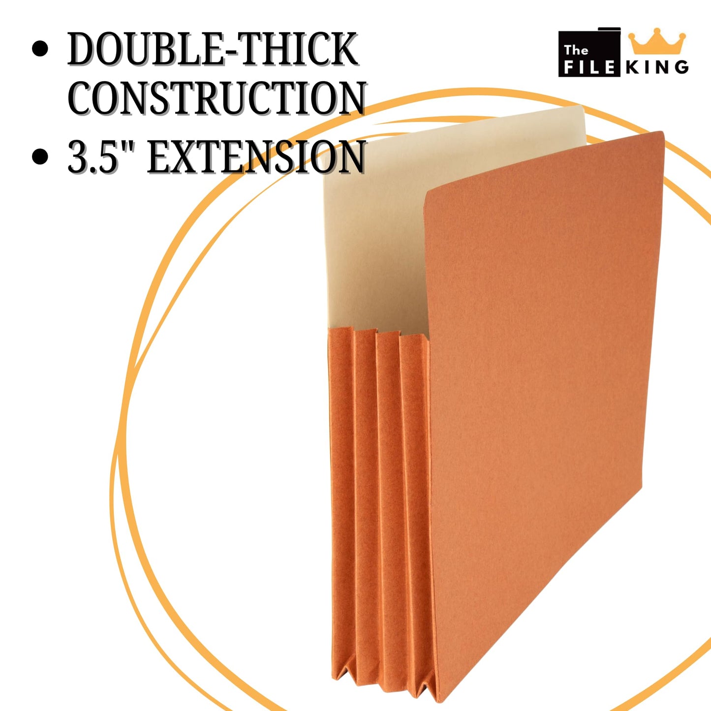 The File King Expanding Accordion File Folder - Legal Size 8½” x 14” | 3.5” Expansion, 10 Pack | Straight Cut Tab | Holds Thick Case Files | Law, Accounting & Business Filing Organizer | Made in USA