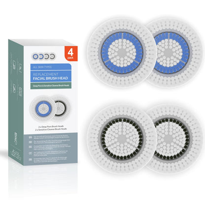Brushmo Facial Brush Head Replacements Compatible with Clarisonic Mia 1, Mia 2, Mia Fit, Alpha Fit, Smart Profile Uplift and Alpha Fit, Deep Pore Facial 4 Pack (Deep Pore)