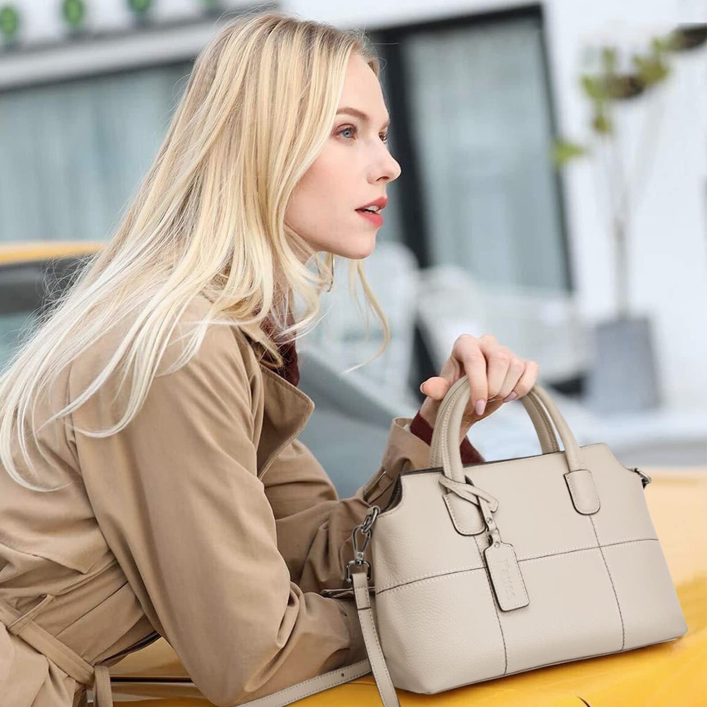 Kattee Genuine Leather Handbags for Women, Soft Hobo Satchel Shoulder Crossbody Bags Ladies Purses (Meduim)