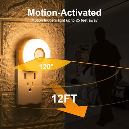 Night Light Plug in, Motion Sensor Night Lights Plug in Wall. 200LM Ultra Bright Soft Warm White nightlights, Smart Movement Sensor, Energy Efficient(Warm White 2Pack)