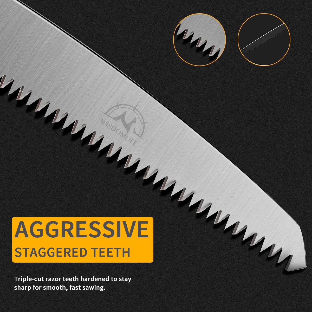 Folding Pruning Saw, Premium Folding Hand Saw with Secure Lock Comfort Soft Grip for Garden or Tree Pruning, Camping, Wood Working(Orange+Black)