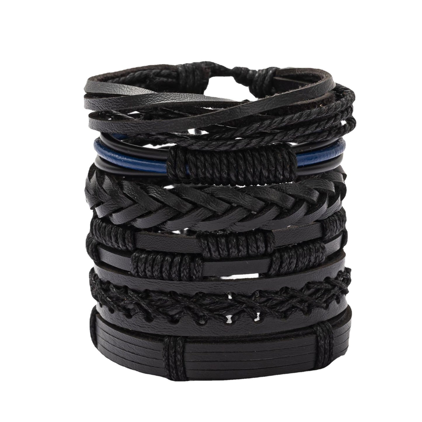 PINKPIN 24Pcs Adjustable Braided Leather Bracelets for Men Women Wrap Cuff Bracelet Cords Ethnic Tribal Handmade Wrap Wristband Bracelets Set