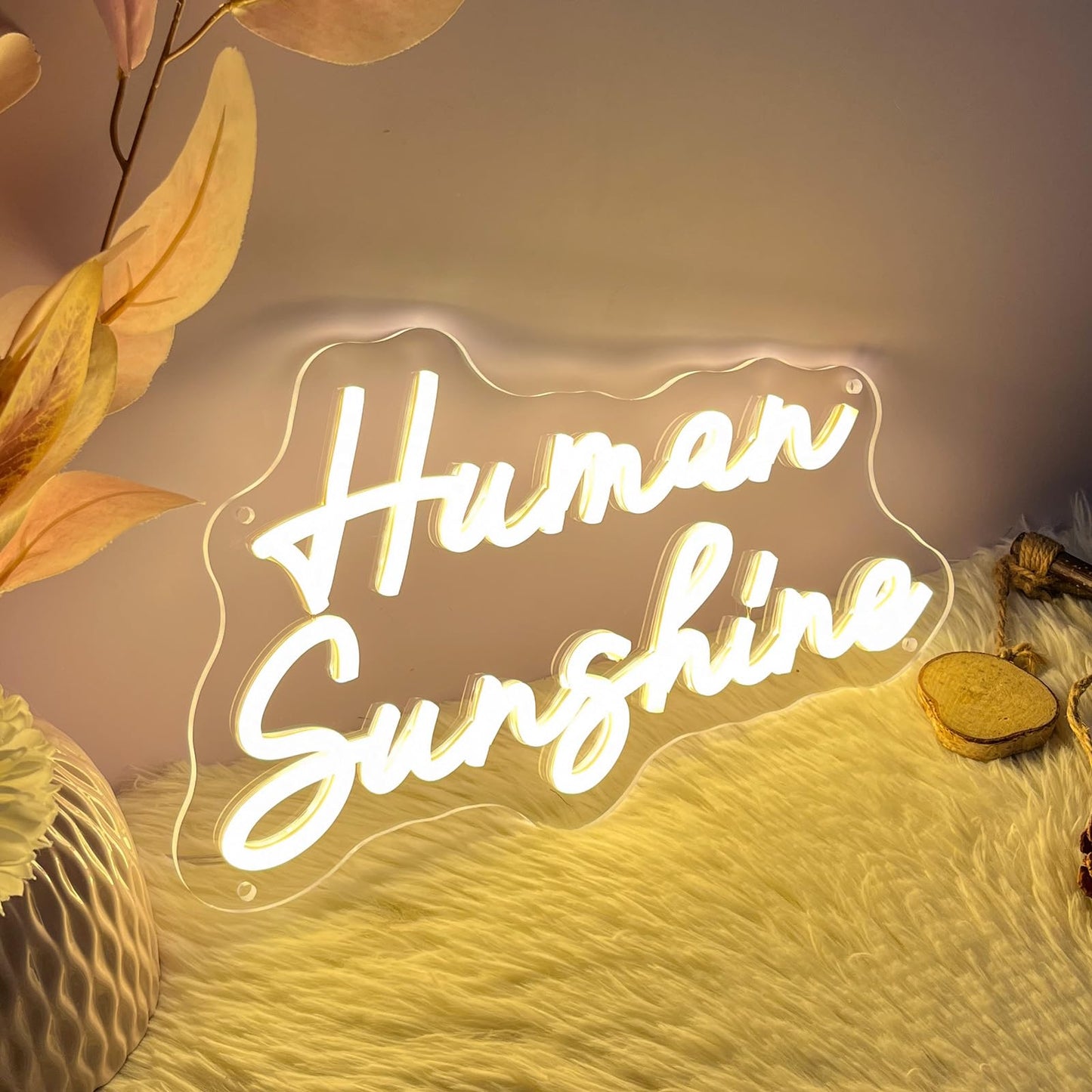 Human Sunshine Neon Sign for Wall Decor Customized Led Neon Light Sign Personalized Birthday Marry Wedding Christmas Gift Sign Party Bedroom Bar Home Room (Warm White,35×20.2 CM)