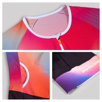 MY KILOMETRE Women's Triathlon Suit, Sleeveless Trisuit with Chamois, 2 Rear Pockets, UPF 50+