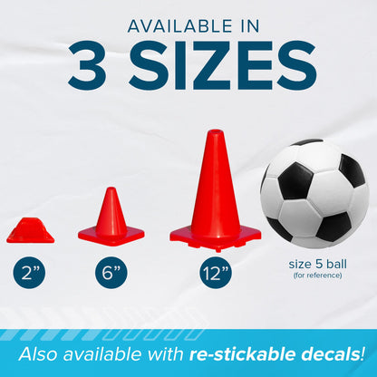 LVL10 Pro Training Cones - 6" Soccer Training Cones for Sports - for Basketball, Football, Basketball and Agility Drills - Soccer Field Markers That Won't Crack, Slide or Fly