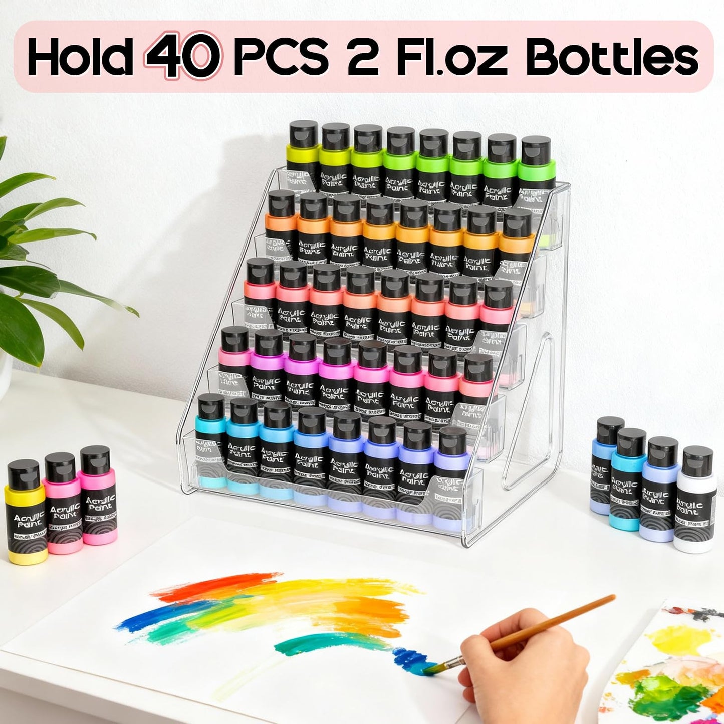 Vowcarol Clear Acrylic Paint Organizer Tall Version - 5 Layers, Miniature Paint Holder, Craft Organizer Rack