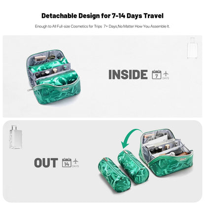 BOYATU Travel Makeup Bag for Women: Y2K Aesthetic Personalized Glossy 3 Pcs Set Cosmetic Organizer Bag - Trendy Statement Toiletry Pouches for Forward Women - Stand Out at Festivals & Trips(A-1-Green)