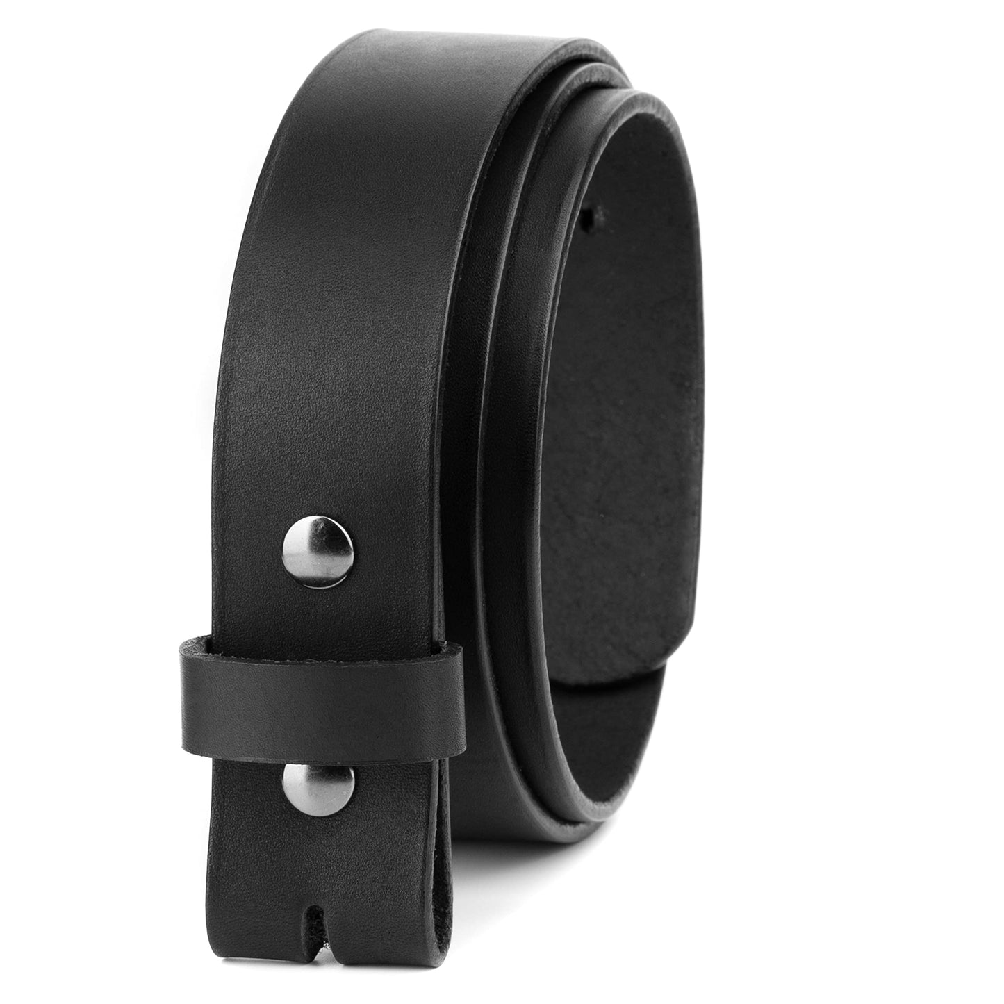 No Buckle Belt | Made in USA Mens Cowboy Belt | 1 1/2" Leather Belt Strap with Snaps | Classic Black 34