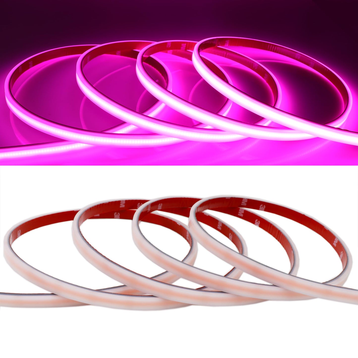 LEDENET COB LED Strip Lights Pink 480LEDs/m DC12V 16.4ft/5m Waterproof IP67 High Density LED Rope Lights for Outdoor Cabinets Desks Party DIY Decor