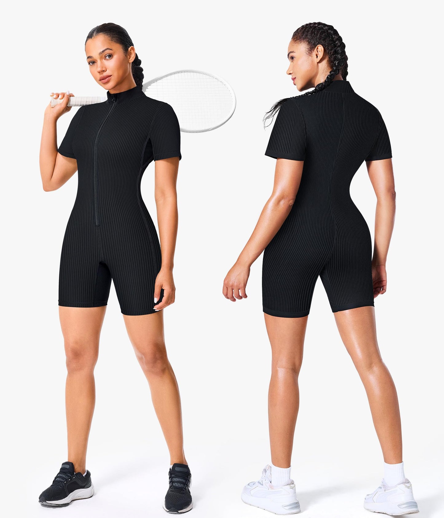 Junlan Waist Trainer Sauna Suit for Women Ribbed Full Body Sweat Suit Shirt (Blue,3X-Large)