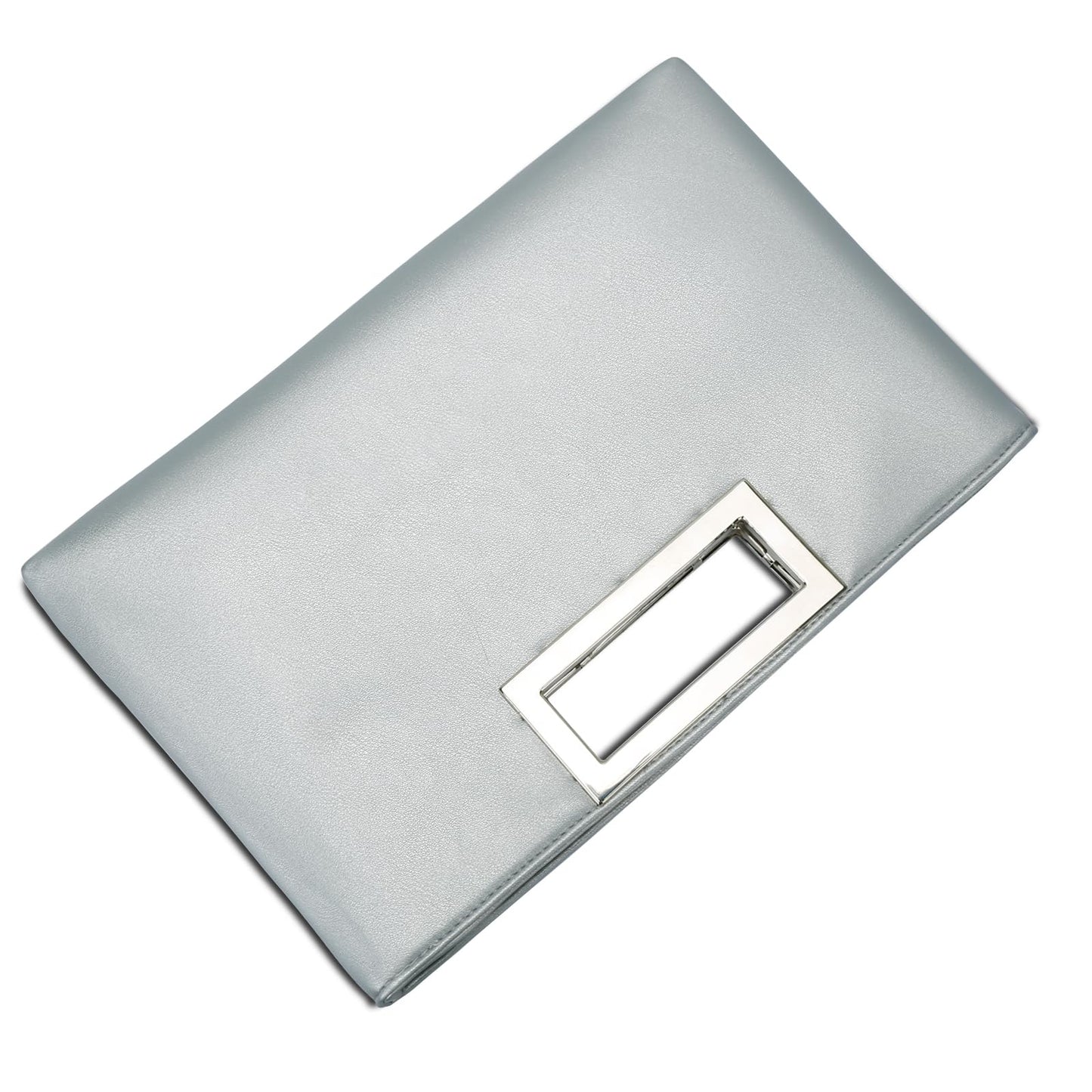 KKXIU Clutch Purse for Women Vegan Leather Evening Bag Formal Handbag for Wedding Party Prom Bridal (Silver)