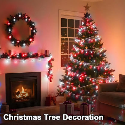 393 FT 1000 LED String Lights Outdoor Indoor, Christams String Lights Waterproof 8 Modes & Timer, Fairy Lights Plug in for Bedroom, Weeding, Patio, Party, Holiday,Christmas Decor (Red+White)