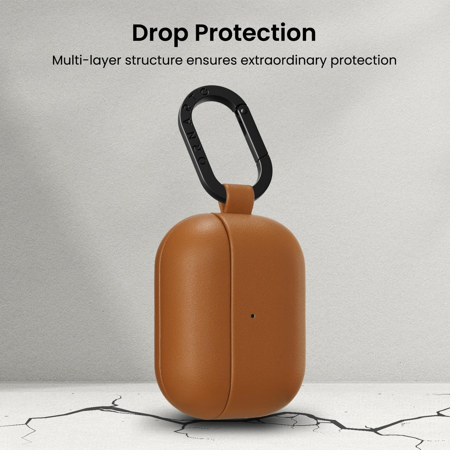 ORNARTO Compatible with AirPods Pro 2 Case, Full Protective Vegan Leather Cover for Airpods Pro 2nd / 1st Generation (2022/2019), Front LED Visible, Brown Leather