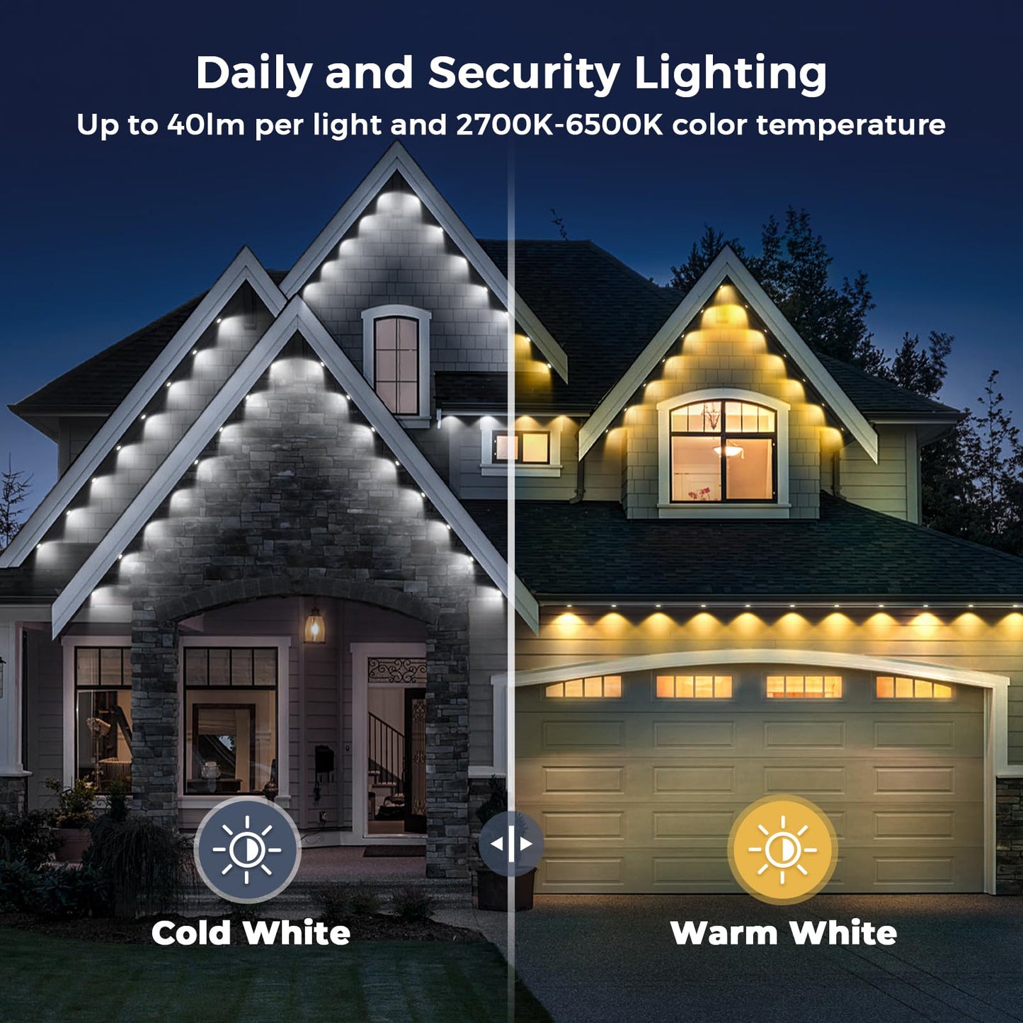 LunaSync Permanent Outdoor Lights, 150ft RGBIC Smart LED Eaves Lights with App & Remote Control, IP67 Waterproof, 50 Scene Modes for Christmas, Holiday, Pool Party & Daily Decor