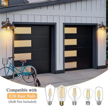 Gooseneck Barn Light - 12" Farmhouse Exterior Wall Mount Sconce, Industrial Black & Oil Rubbed Bronze, 3 Pack - Outdoor & Indoor Use