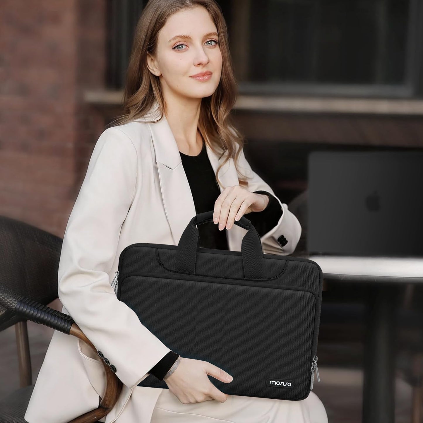 MOSISO 360 Protective Laptop Bag 15.6 inch, 15-16 inch Computer Bag Compatible with MacBook Air 15 inch/Pro 16 inch, HP,Dell,Lenovo,Asus,Notebook, Laptop Carrying Case with Strap&Handle, Black