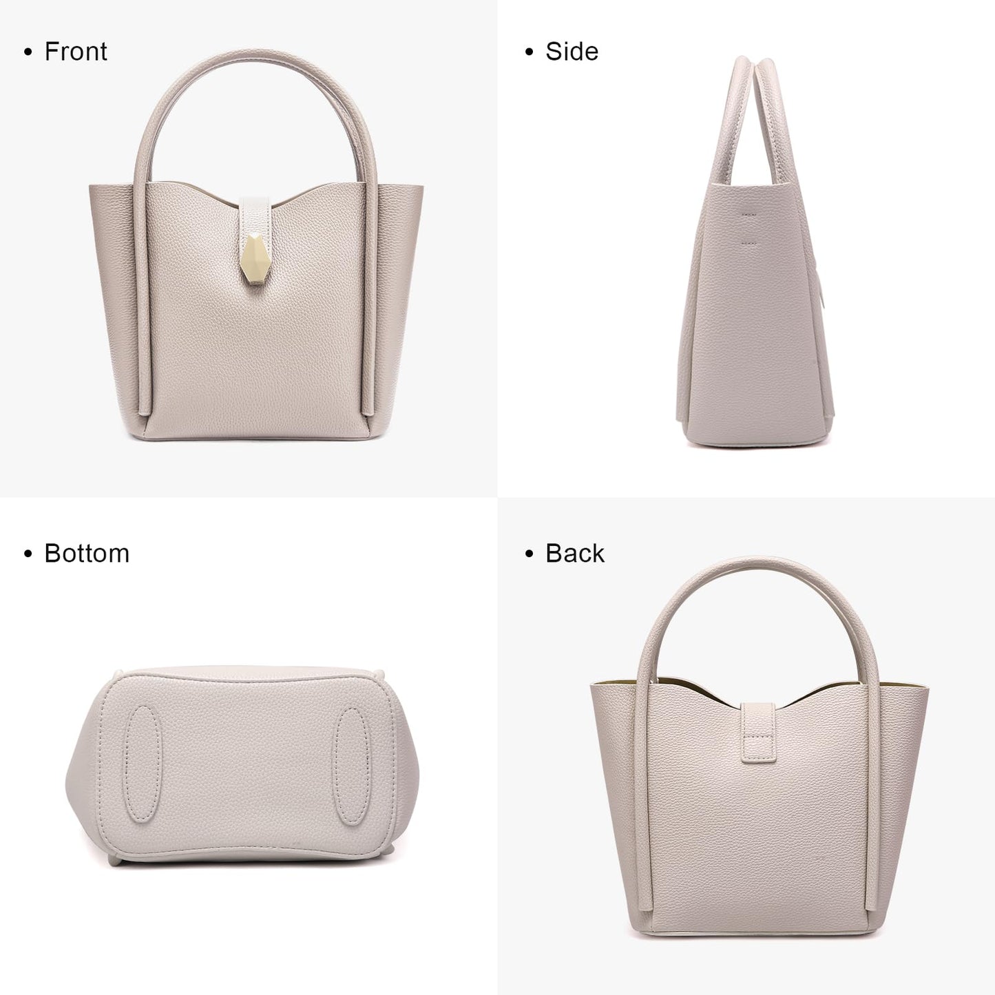 hedexe Leather Bucket Bags for Women: Designer Genuine Leather Tote Shoulder Purse - Fashion Ladies Satchel Handbag (Beige)