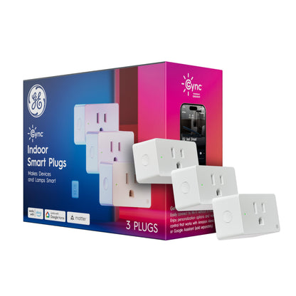 GE Cync Smart Indoor Plug, Smart Outlet Control, WiFi Outlet Plug, Matter Compatible, Works with Alexa and Google Home