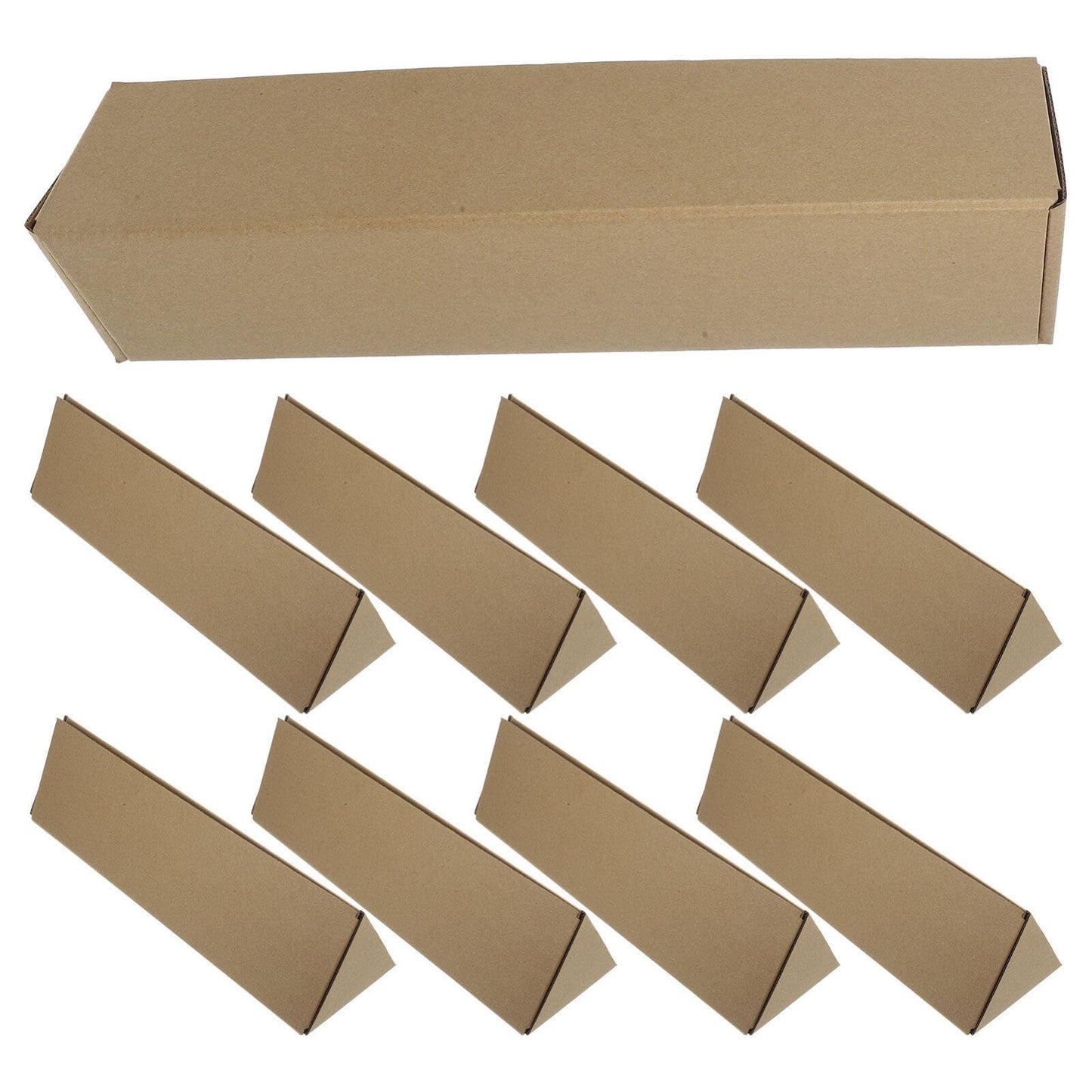 TOPPERFUN 10Pcs Triangle Carton Long Cardboard Box, 3x3x14in Kraft Paper Storage Box, Express Packaging Carton Red Wine Long Strip Packaging Tube for Mailing Blueprints Artworks Crafts Poster Tube