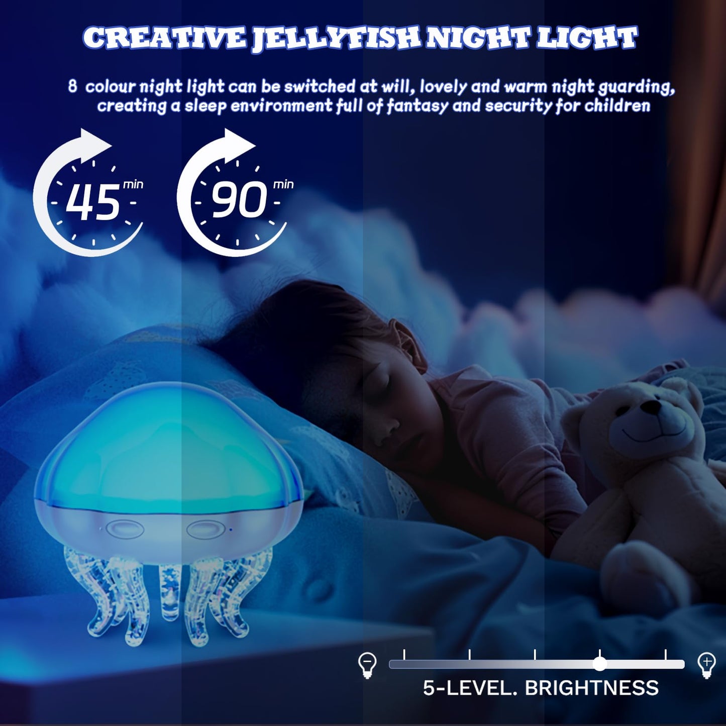 GOUTOOL 2-in-1 Ocean Wave & Jellyfish Projector Light with Remote Control,Timer autoOff,8Color Changing Night Light for Kids,USB Powered Mood Lamp for Bedroom,Christmas Birthday Gift (Jellyfish)