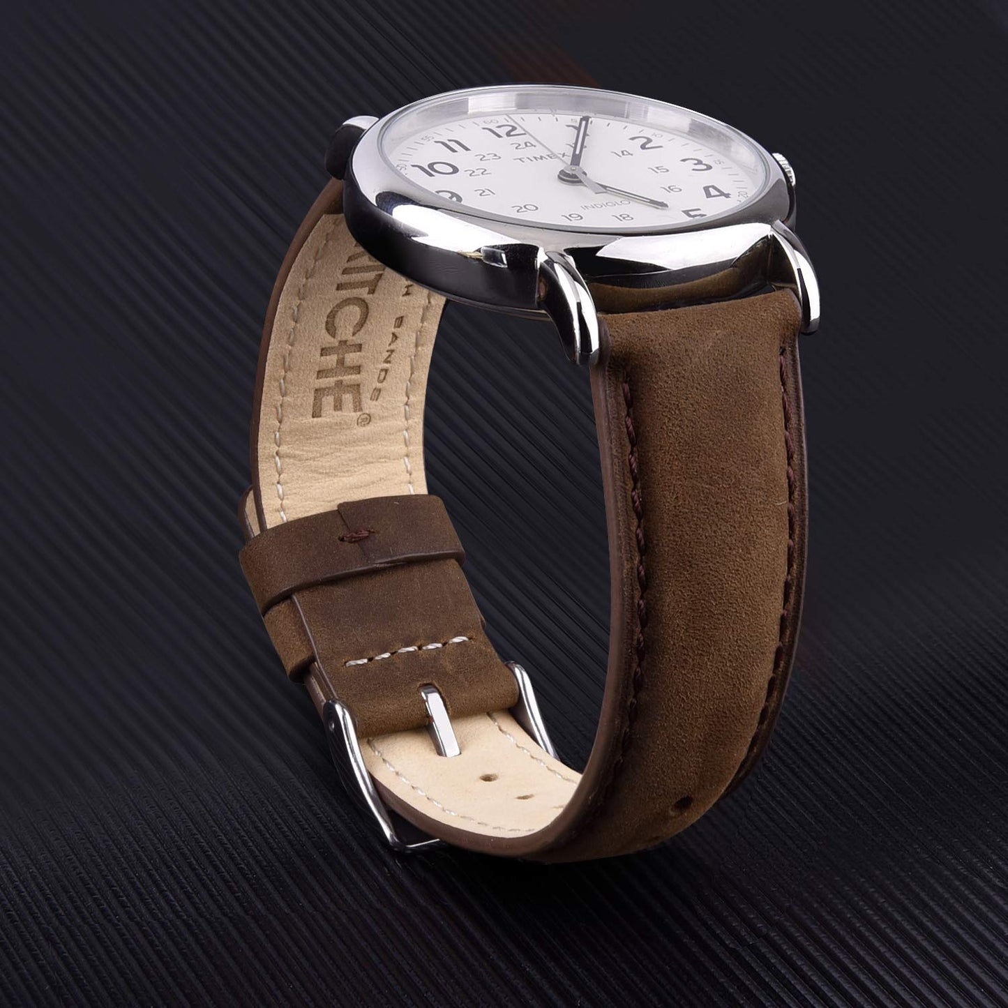 Ritche Genuine Classic Vintage Quick Release Leather Watch Band 18mm Leather Watch Strap (Espresso Brown), White Elephant Gifts, Stocking Stuffers for Men, Father's Day gifts