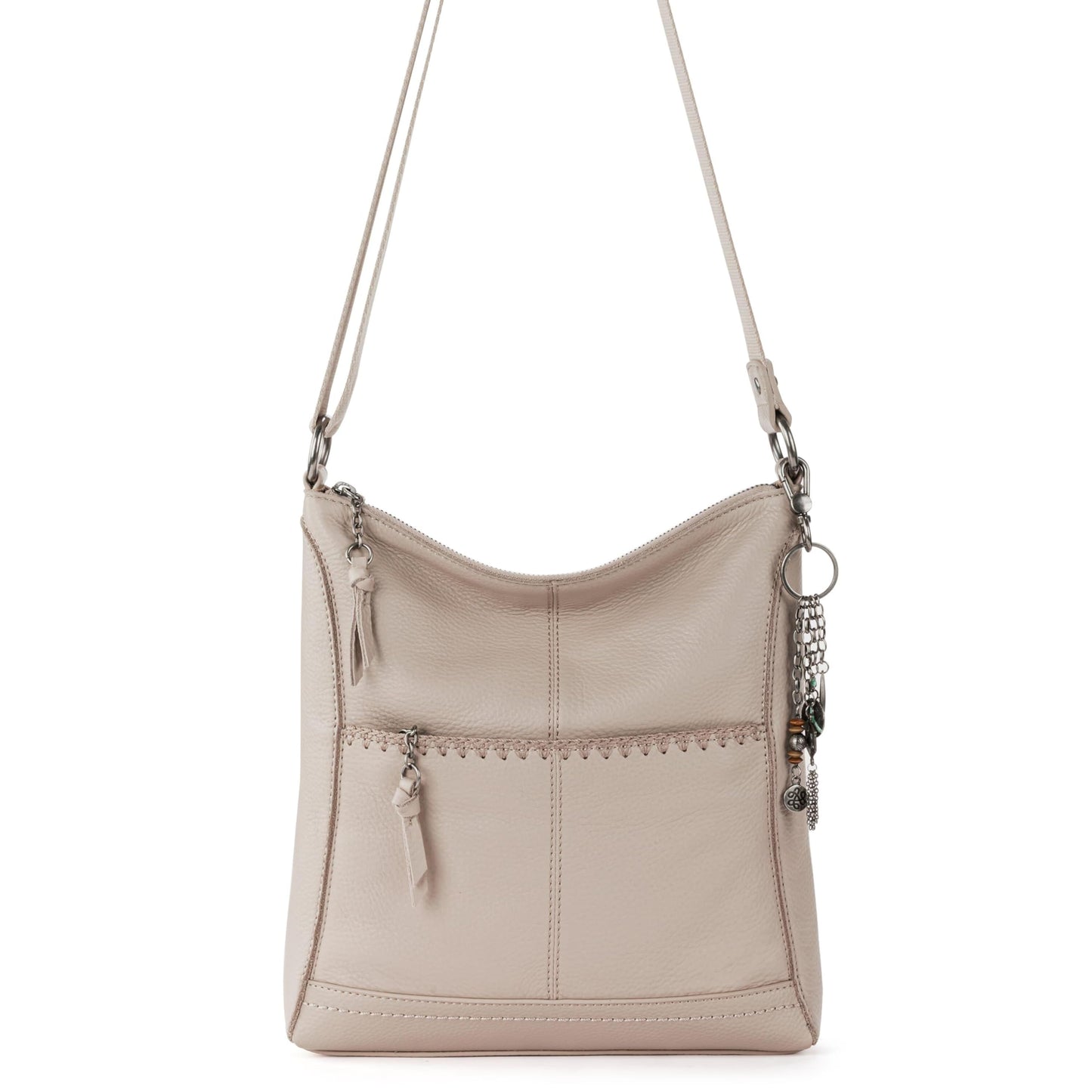 The Sak Lucia Crossbody in Leather, Adjustable Crossbody Strap, Sand Stitch